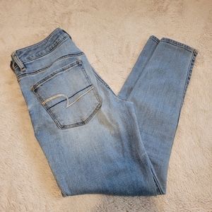 American Eagle Super Stretch Jegging Jean Denim Blue 6 Short Light Wash Hi Rise